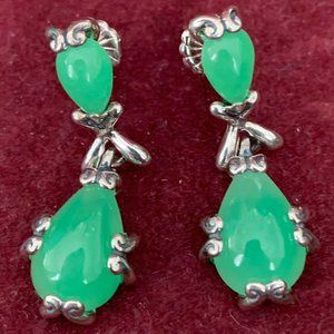 Sterling Silver and Jade Earrings